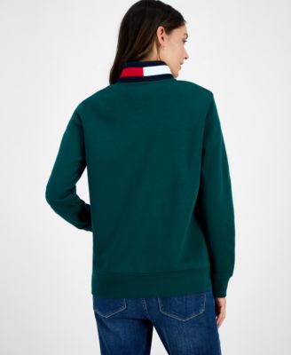 Women's Quarter Zip Embroidered Logo Sweatshirt