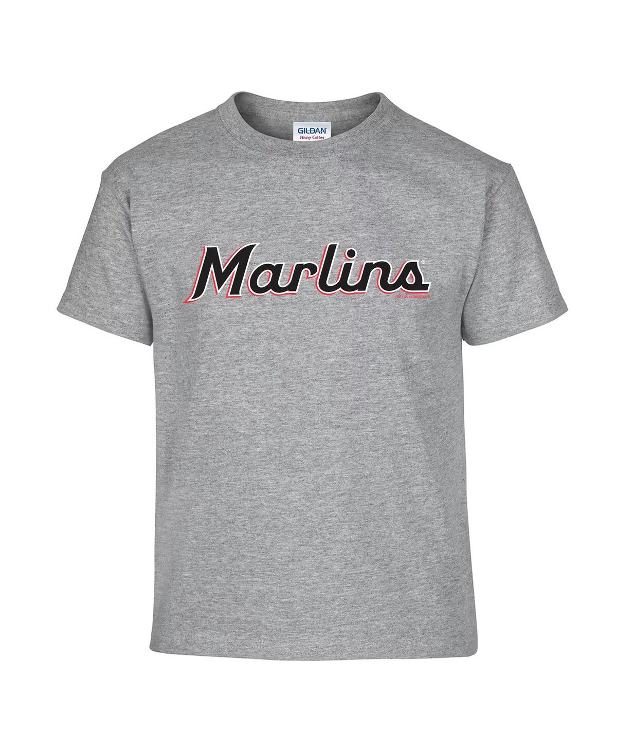 Soft As A Grape Big Boys And Girls 2-pack Black/gray Miami Marlins T-shirt Set In Gray