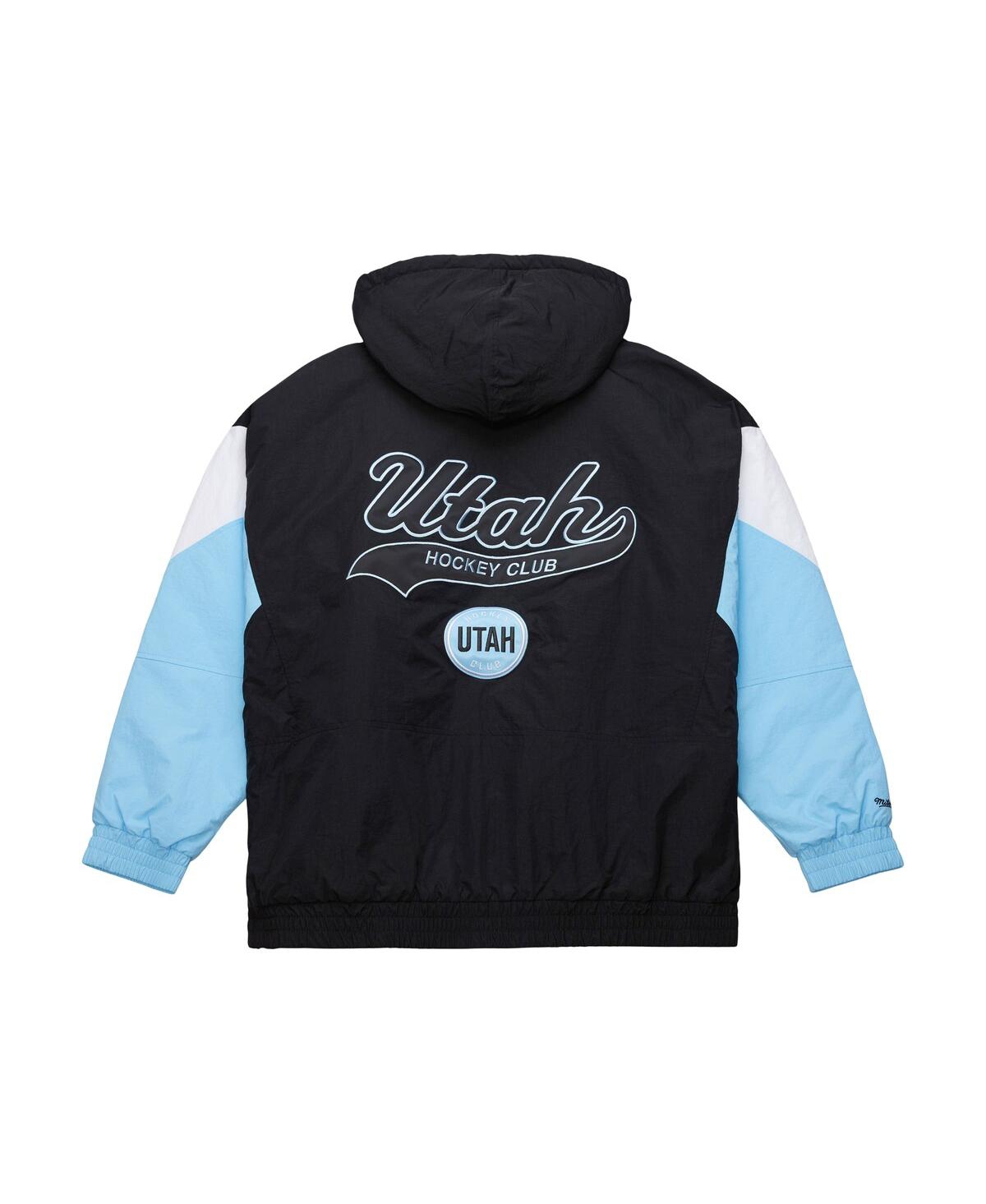 Mitchell & Ness Men's Black Utah Mammoth Retro Anorak Half-zip Jacket In Black