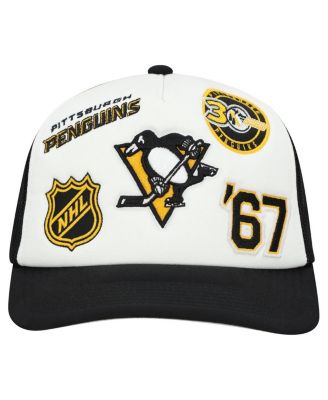 Men's White/Black Pittsburgh Penguins Gridlock Trucker Adjustable Hat