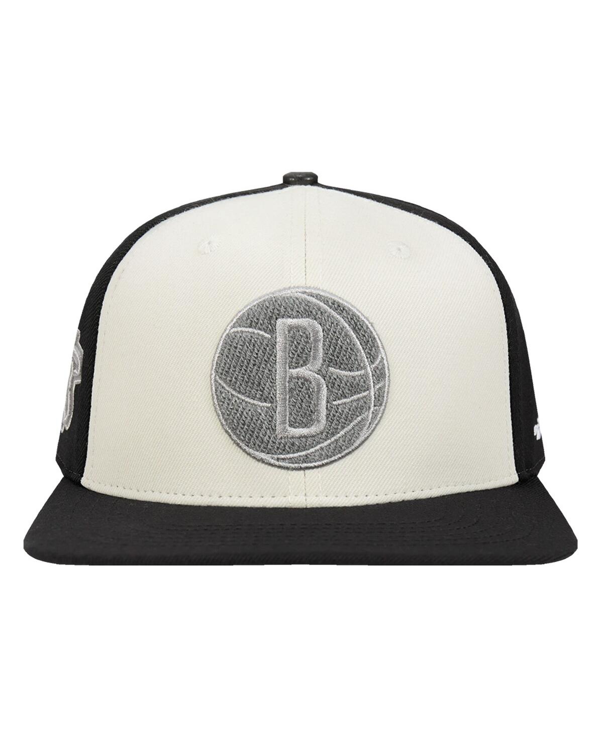 Pro Standard Men's Cream Brooklyn Nets French Terry Snapback Hat In White