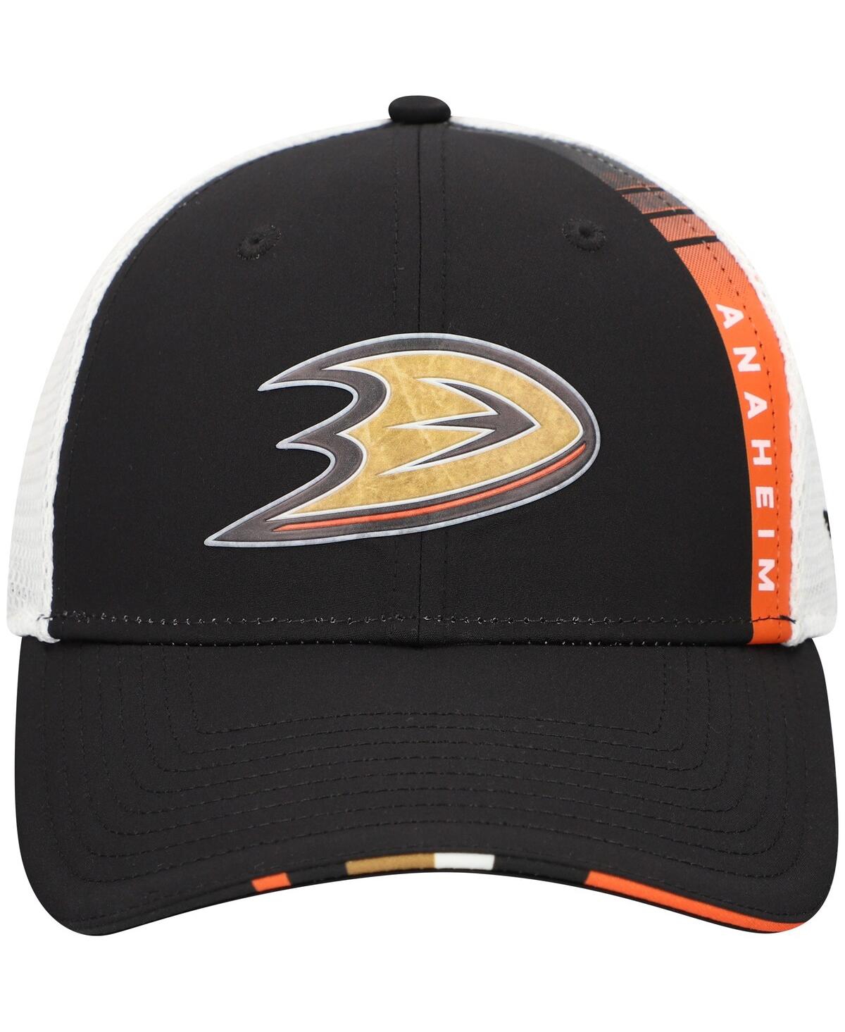 Fanatics Men's Black Anaheim Ducks Authentic Pro Draft Adjustable Trucker Hat In Black