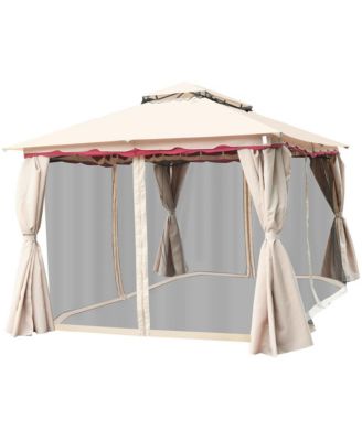 13'x10'Outdoor Canopy Gazebo Art Steel Frame Party Patio Canopy Gazebo W/Netting
