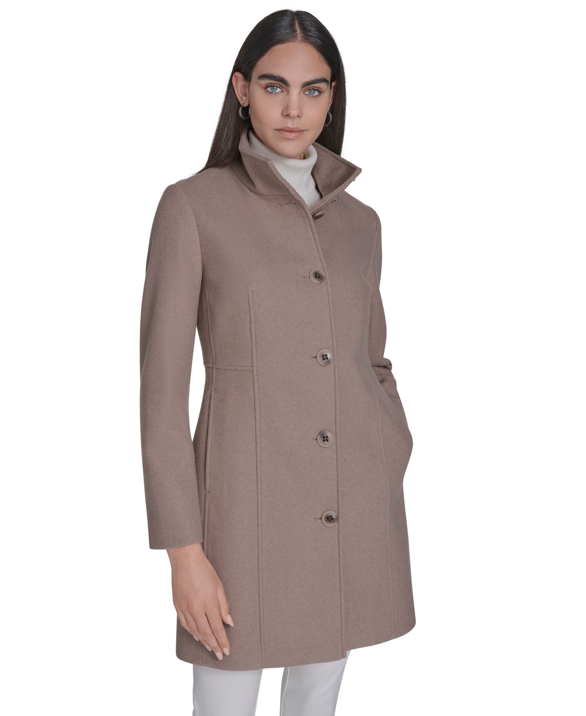 Calvin Klein Women's Walker Coat, Created For Macy's In Brown