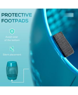 12.5" Steel Patio End Table, Round Hollow Drum Side Table, Accent Table for Indoor & Outdoor, Blue