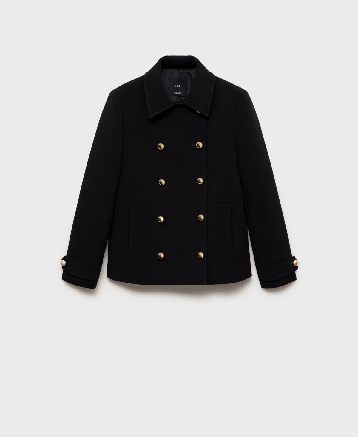 Mango Double-breasted Jacket With Lapels Black In Black
