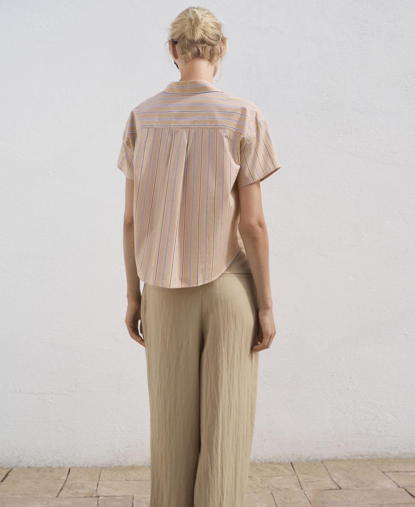 Женская рубашка Mango Short Sleeve Striped, цвет: Коричневый — фото 4
