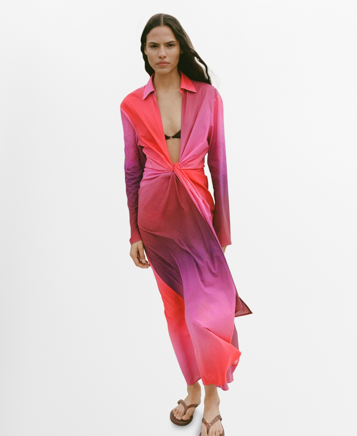 Women's Tie-Dye Cotton Dress - Pink