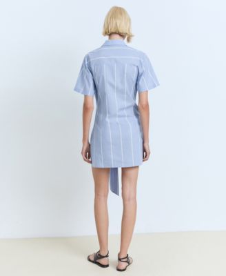 Women's Striped Knot Shirt Dress