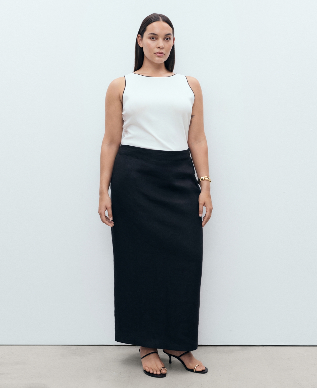 Women's Linen Pencil Skirt - Black