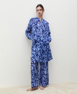 MANGO - Women's Cotton Two-Tone Printed Pants