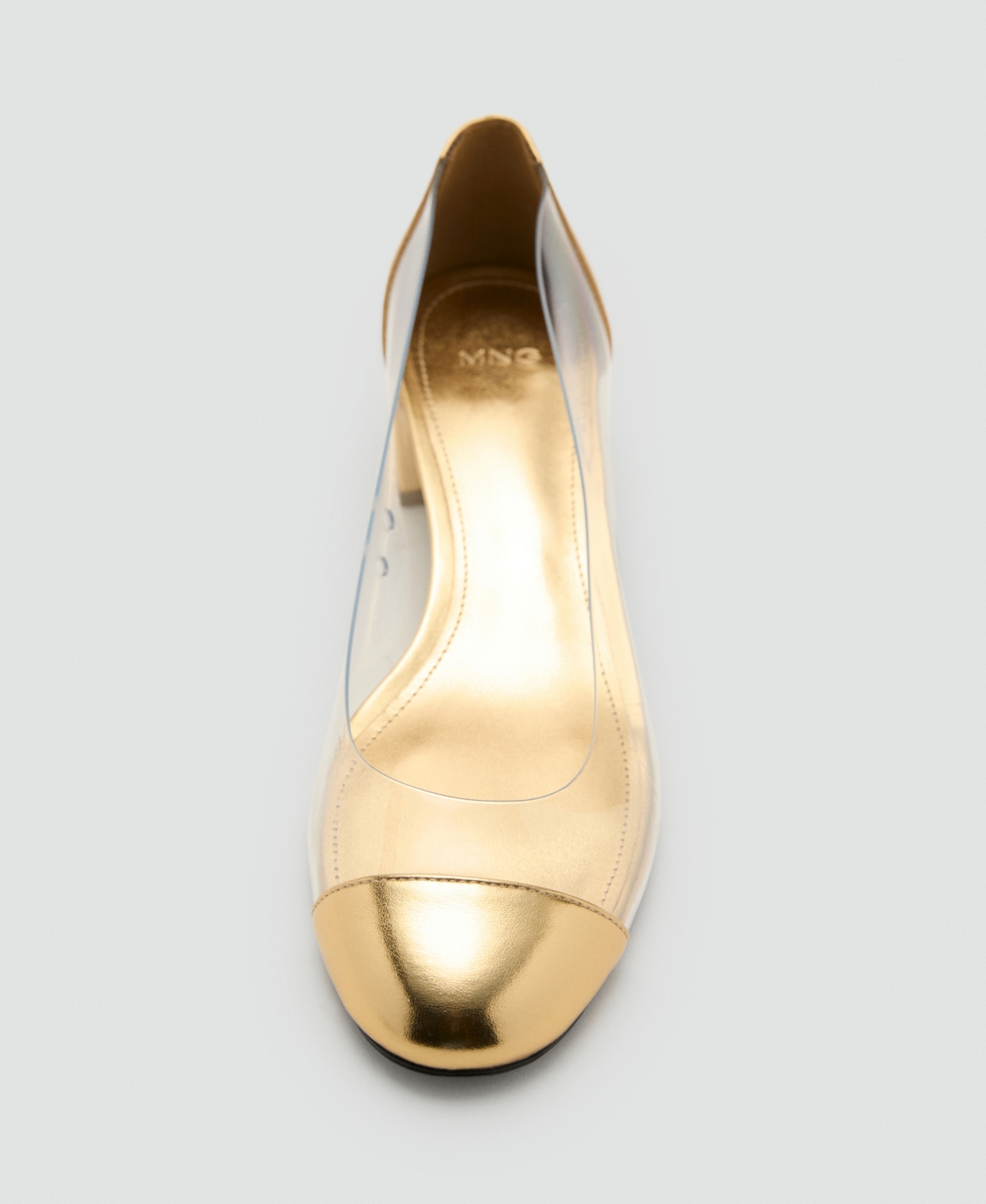 Mango Cap Toe Pump In Gold