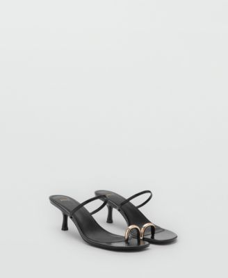 MANGO - Women's Metallic Detail Heeled Sandals