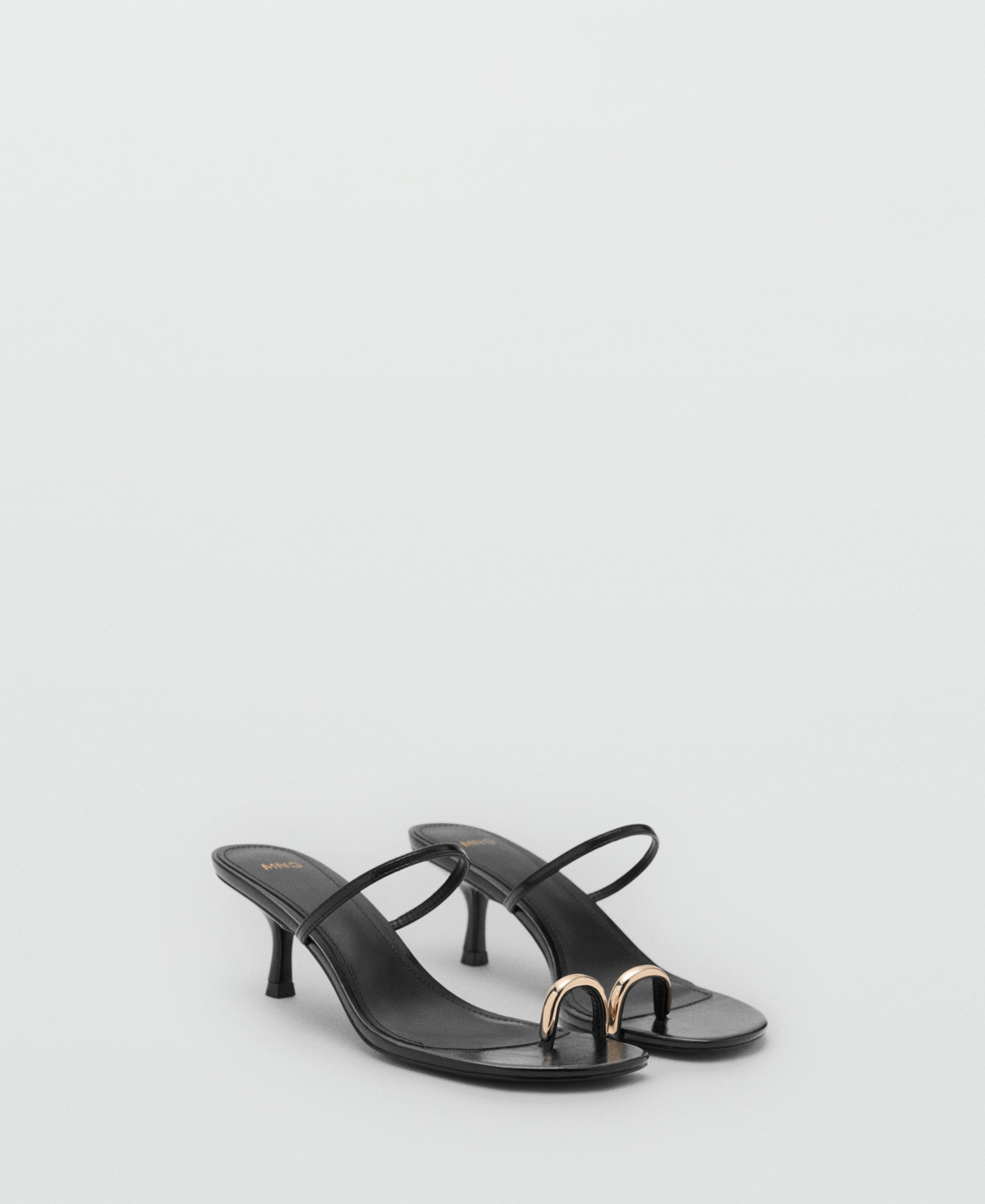 Mango Women's Metallic Detail Heeled Sandals In Black
