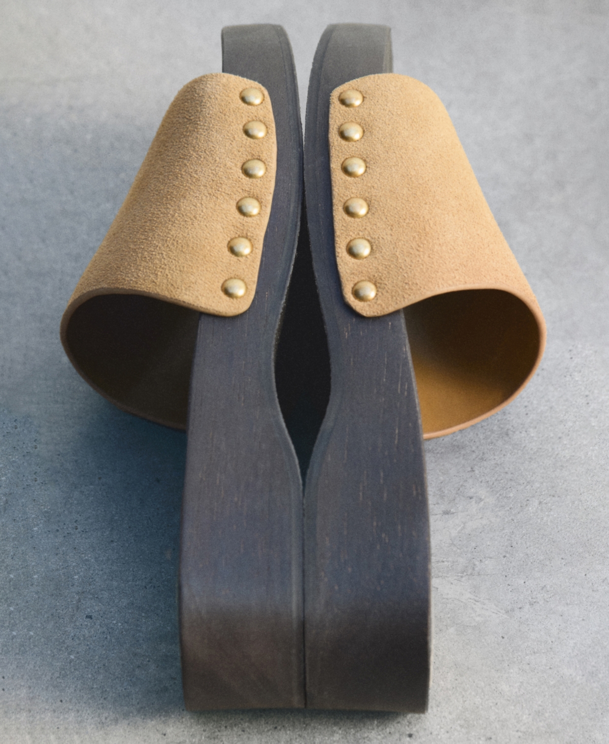 Mango Suede Sandal With Wooden Sole Sand In Brown