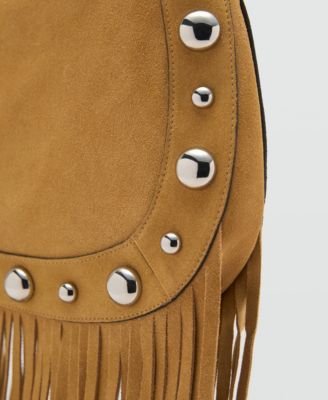 Women's Fringes and Stud Details Suede Bag
