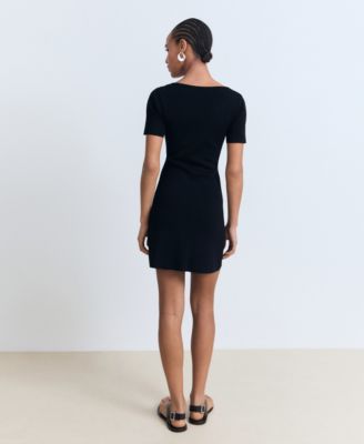 Women's Bow Neckline Knitted Dress