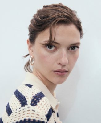 Women's Short-Sleeved Striped Cardigan