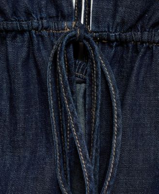 Women's V-Neck Tie Denim Top