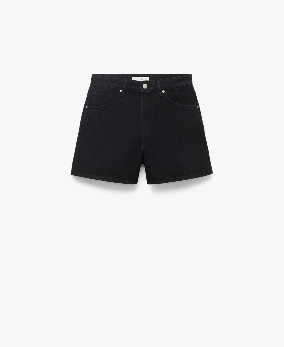 Women's High-Waisted Straight-Fit Denim Shorts - Black Denim