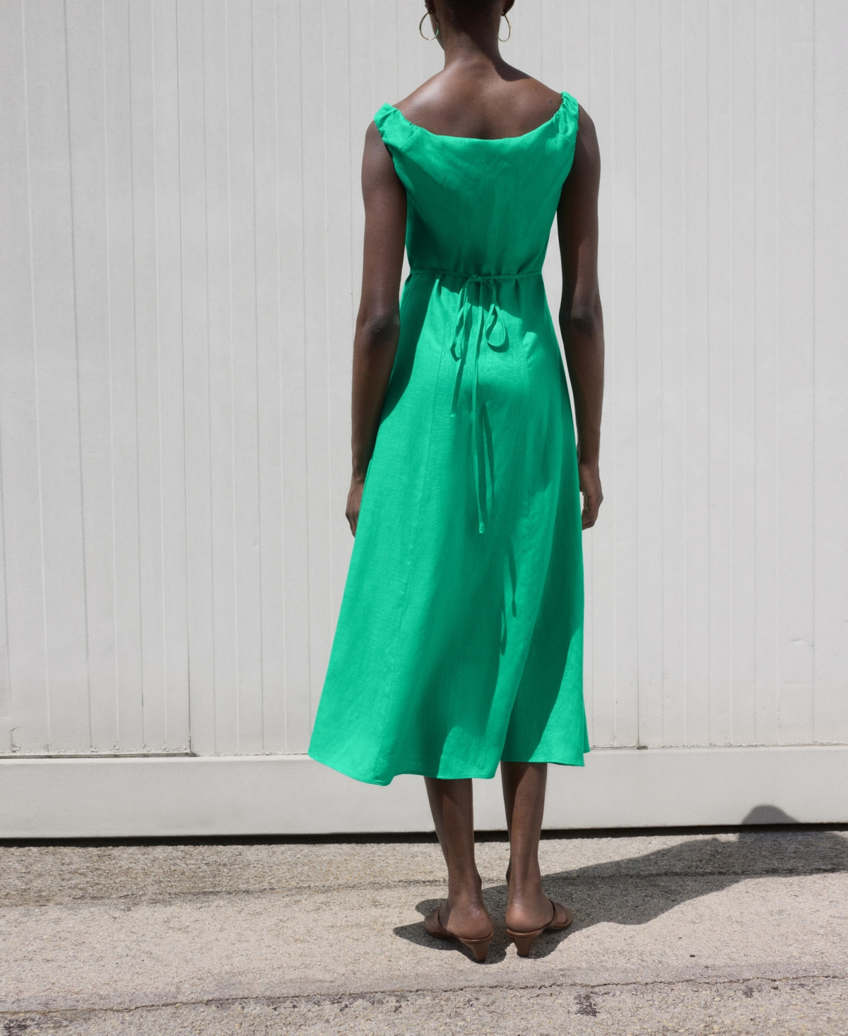 Mango Button-up Midi Dress In Green