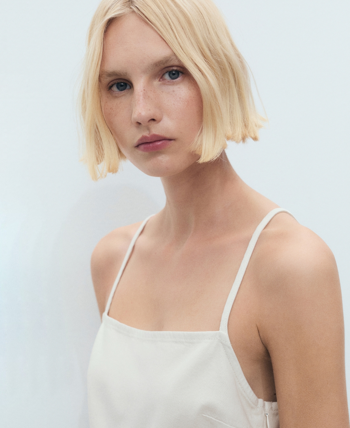 Mango Short Denim Pinafore White In White
