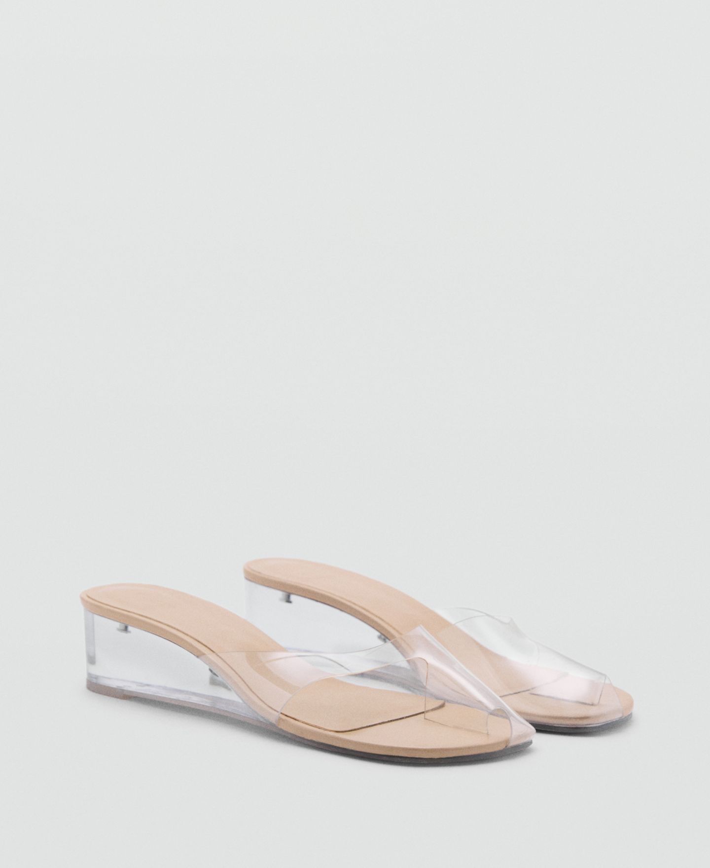 Женские сандалии MANGO Transparent Vinyl Wedge, цвет: Телесный — фото 1
