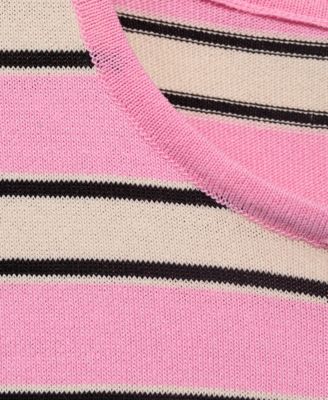 Women's Combined Stripes Short-Sleeved Sweater