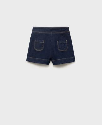 MANGO - Women's High-Waisted Pocketed Denim Shorts