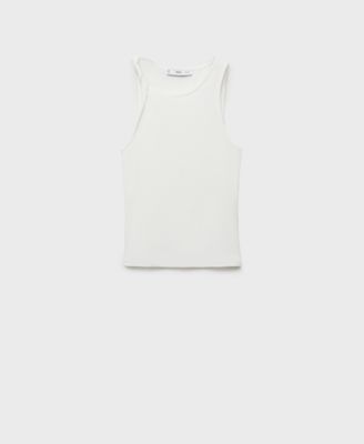 MANGO - Women's Asymmetrical Straps Ribbed Top