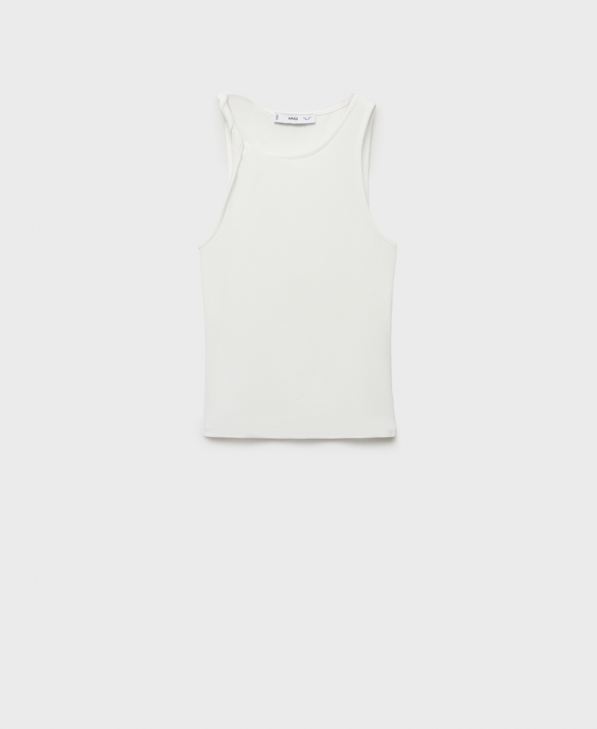 Women's Asymmetrical Straps Ribbed Top - White