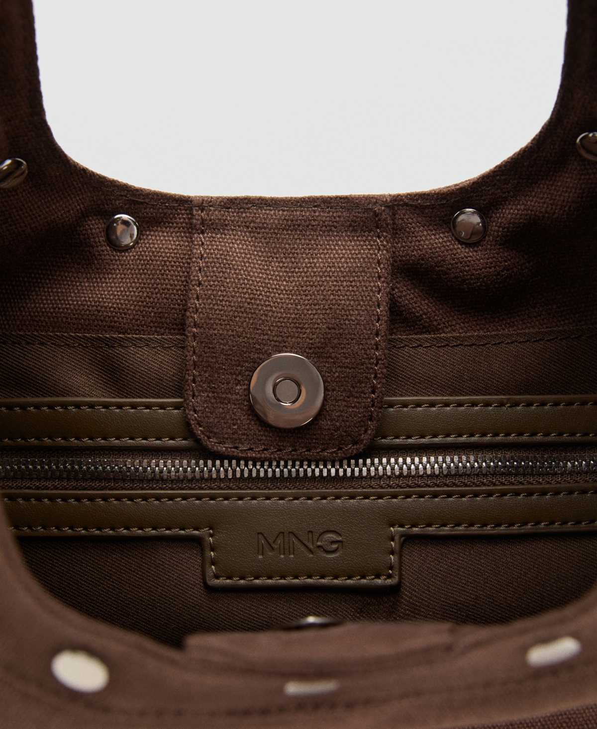 Mango Women's Oval Studded Shoulder Bag In Brown