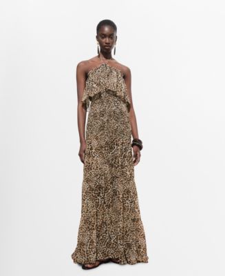 mango pink leopard print dress Mango Women's Leopard-Print Maxi-Dress