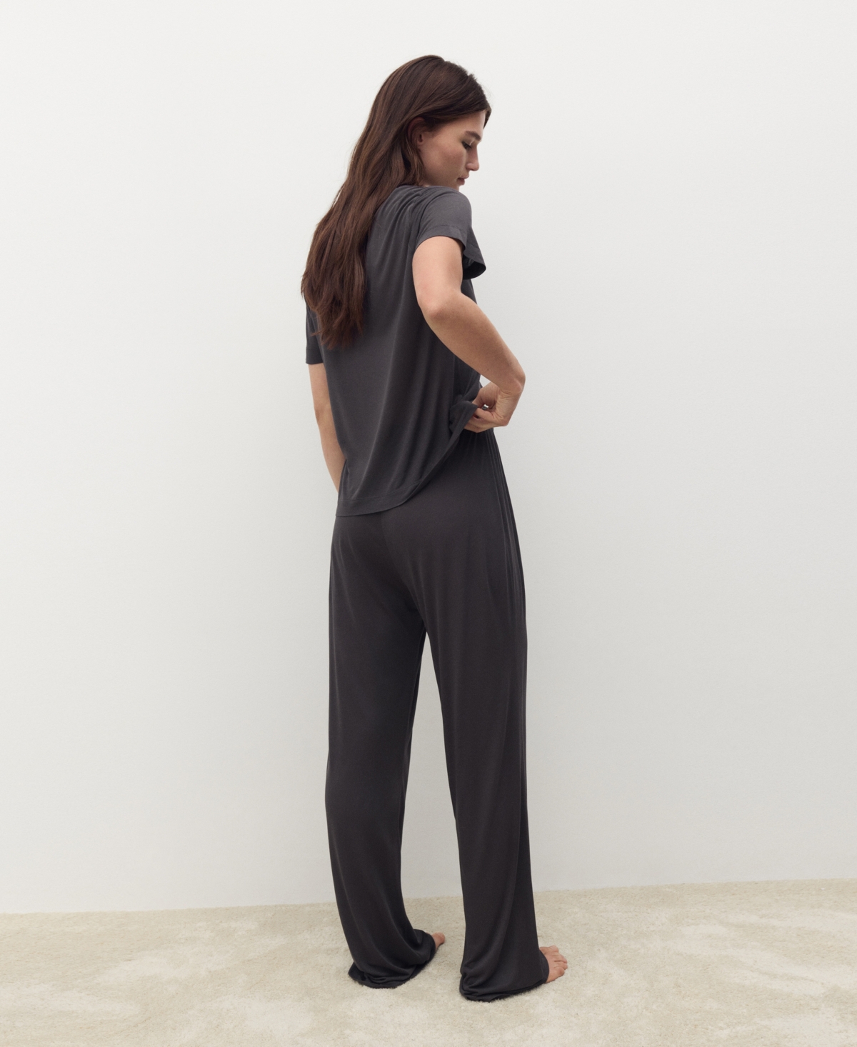 Mango Micromodal Pajama Pants In Blue