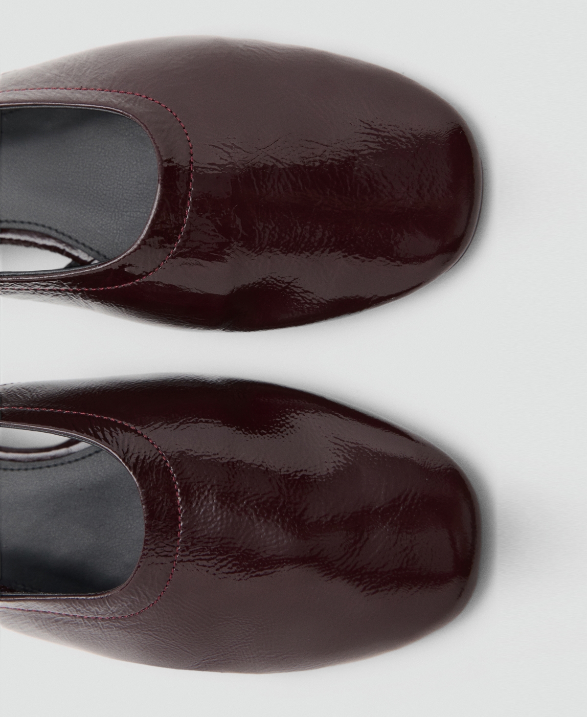 Mango Women's Block Heel Leather Shoes In Burgundy