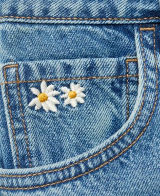 Women's Floral Embroidered Denim Bermuda Shorts