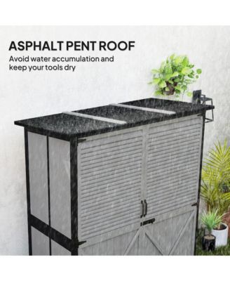 Outdoor Storage Cabinet, Wood Garden Shed with 2 Shelves,