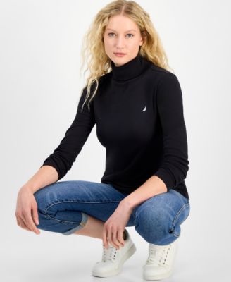 Women's Cotton Turtleneck Long-Sleeve T-Shirt, Online Only 