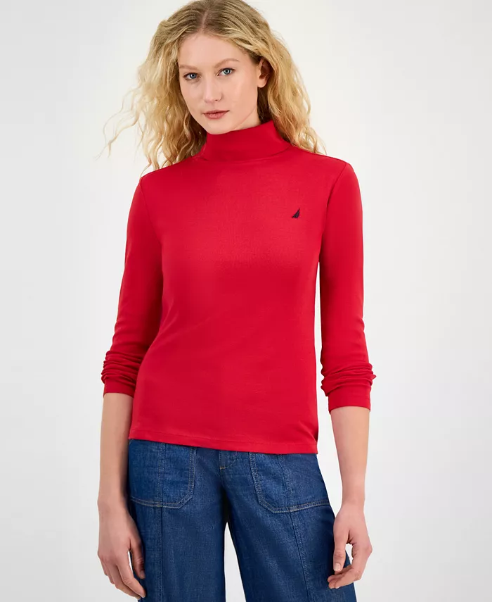 Jeans Women's Cotton Turtleneck Long-Sleeve T-Shirt, Online Only