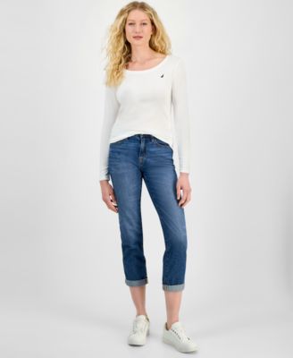 Jeans Women's Cotton Scoop-Neck Long-Sleeve T-shirt, Online Only 