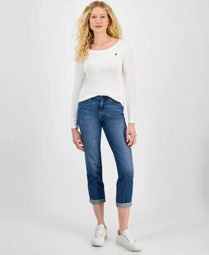 Jeans Women's Cotton Scoop-Neck Long-Sleeve T-shirt, Online Only - thumbnail 7