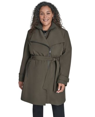Calvin Klein - Plus Size Belted Long-Sleeve Wrap Coat