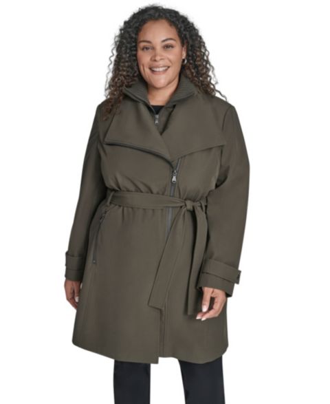 Женские куртки Calvin Klein Plus Size Belted Long-Sleeve Wrap Coat