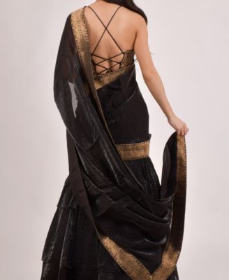 Women's Black Ruffle Saree