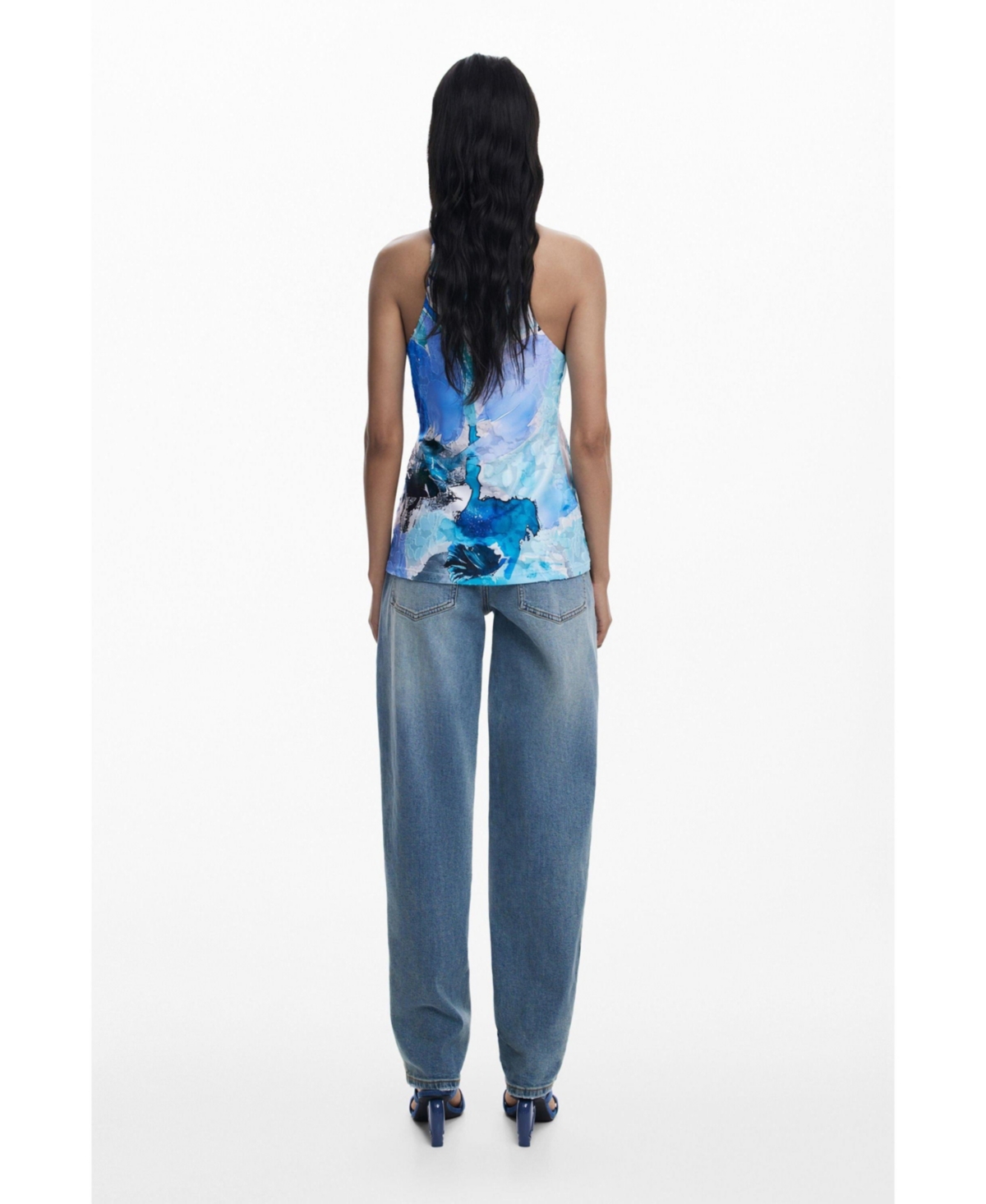 Desigual Women's Floral Tank Top In Blue
