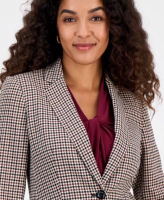 Women's Houndstooth One-Button Jacket