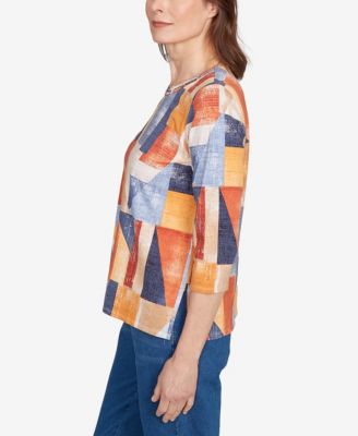 Women's Colorblock Detailed Crew Neck Top