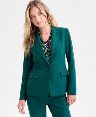 Kasper Womens Stretch Crepe Blazer Sleeveless Jersey Top Slim Leg Pants In Green