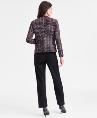 Kasper Womens Tweed Jacket Sleeveless Blouse Pull On Pants
