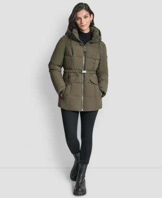 Women's Belted Hooded Puffer Coat